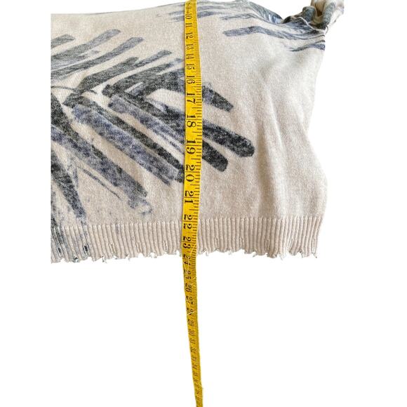 Nic & Zoe 100% Cotton Cream and Navy Design Sweater w/Distressed Edges Size PM - Picture 12 of 12